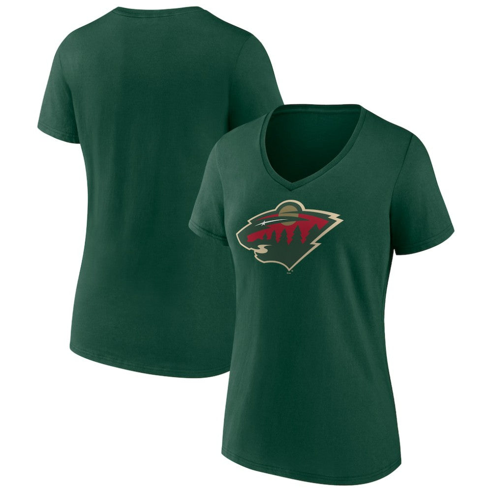 Minnesota Wild Women's Team Logo V-Neck T-Shirt -  NHL T-shirts