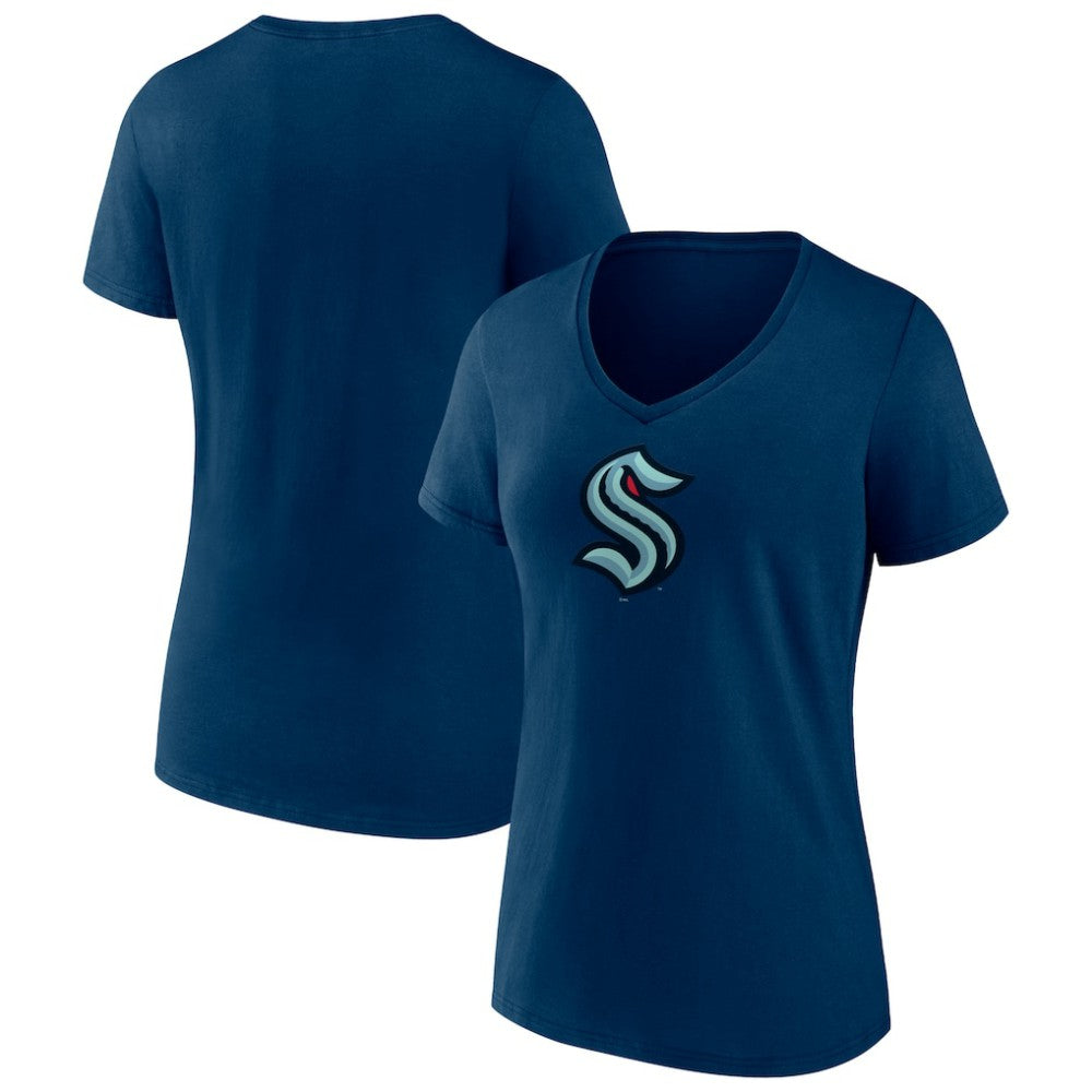 Seattle Kraken Women's Team Logo V-Neck T-Shirt -  NHL T-shirts