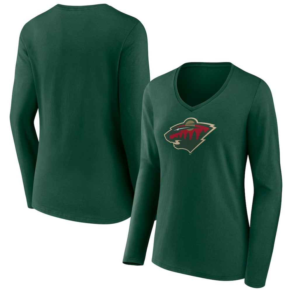 Minnesota Wild Women's Team Logo Long Sleeve V-Neck T-Shirt -  NHL T-shirts
