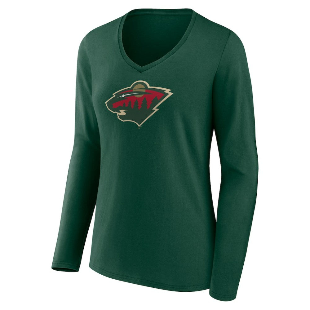 Minnesota Wild Women's Team Logo Long Sleeve V-Neck T-Shirt -  NHL T-shirts