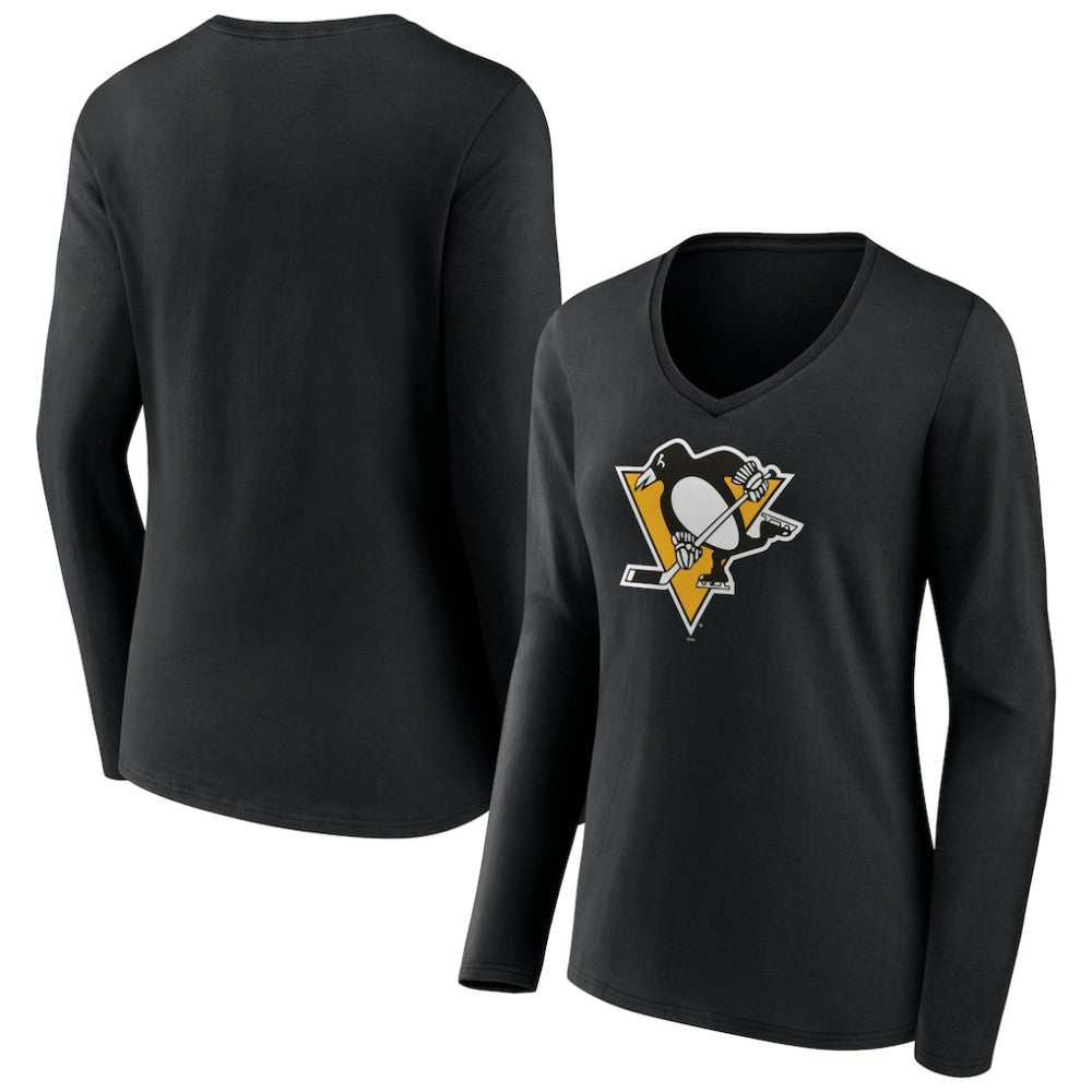 Pittsburgh Penguins Women's Team Logo Long Sleeve V-Neck T-Shirt -  NHL T-shirts
