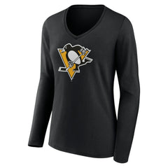 Pittsburgh Penguins Women's Team Logo Long Sleeve V-Neck T-Shirt -  NHL T-shirts