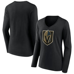 Vegas Golden Knights Women's Team Logo Long Sleeve V-Neck T-Shirt -  NHL T-shirts