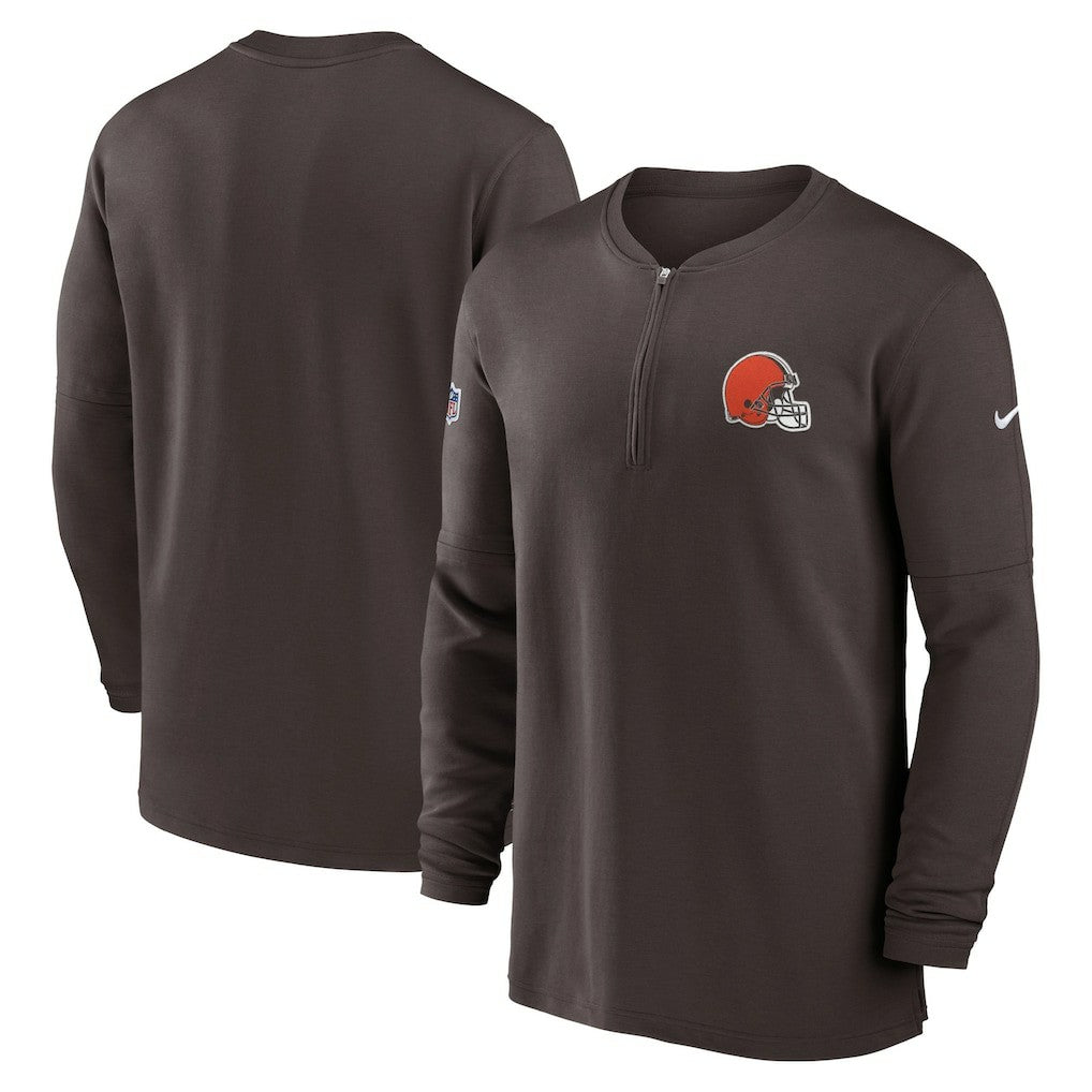Cleveland Browns 2023 Sideline Performance Long Sleeve Tri-Blend Quarter-Zip Top | NFL Outlet