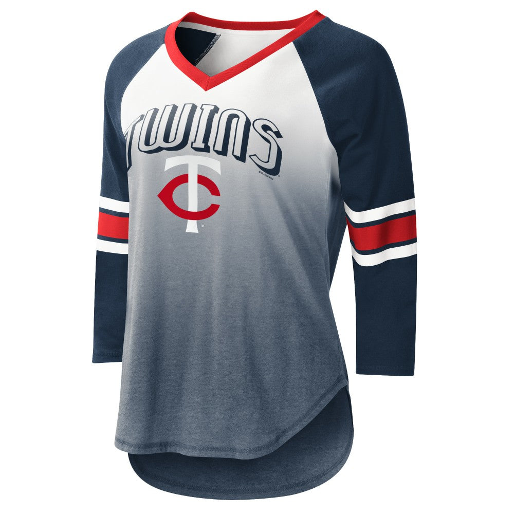 Minnesota Twins G-III 4Her by Carl Banks Women's Lead-Off Raglan 3/4-Sleeve V-Neck T-Shirt - MLB T-shirts