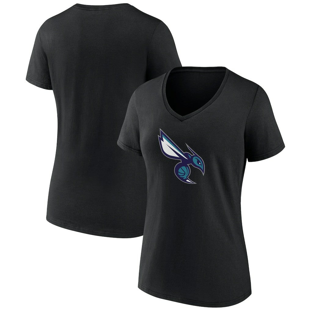 Black Charlotte Hornets Women's Alternate Logo V-Neck T-Shirt | NBA