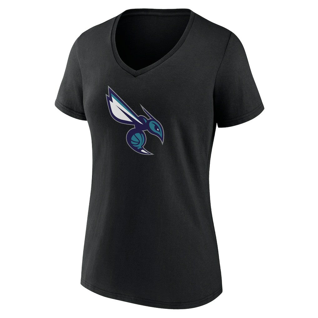 Black Charlotte Hornets Women's Alternate Logo V-Neck T-Shirt | NBA