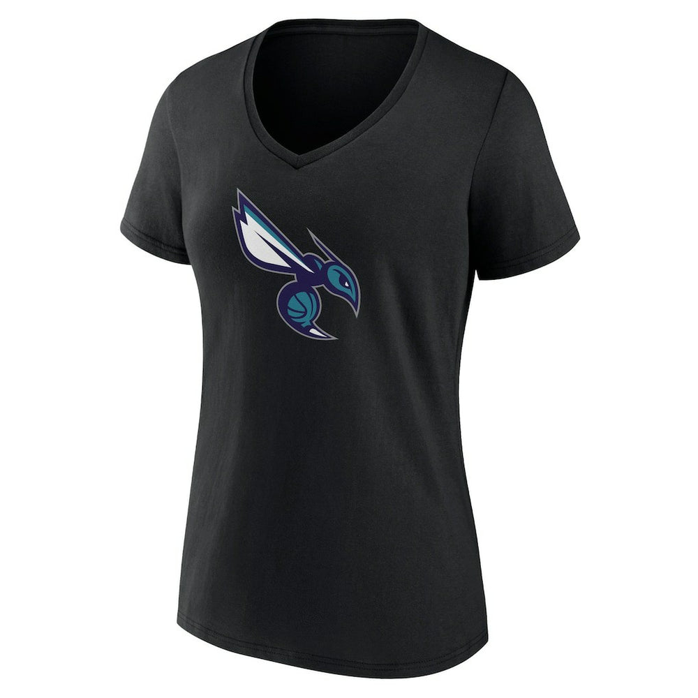 Black Charlotte Hornets Women's Alternate Logo V-Neck T-Shirt | NBA