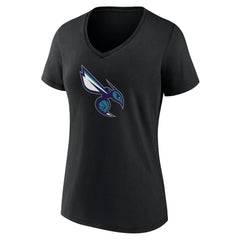Black Charlotte Hornets Women's Alternate Logo V-Neck T-Shirt | NBA