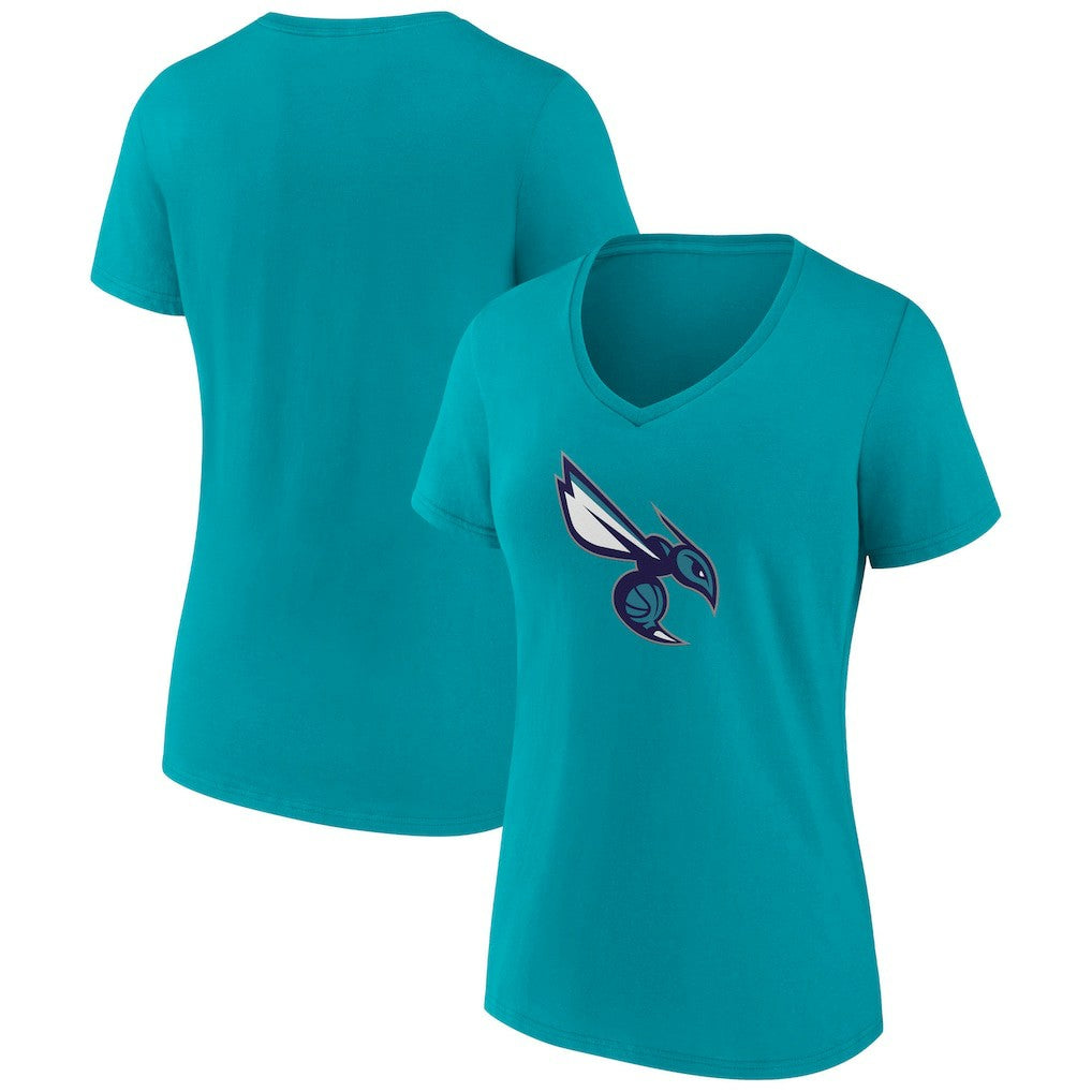 Aqua Charlotte Hornets Women's Alternate Logo V-Neck T-Shirt | NBA