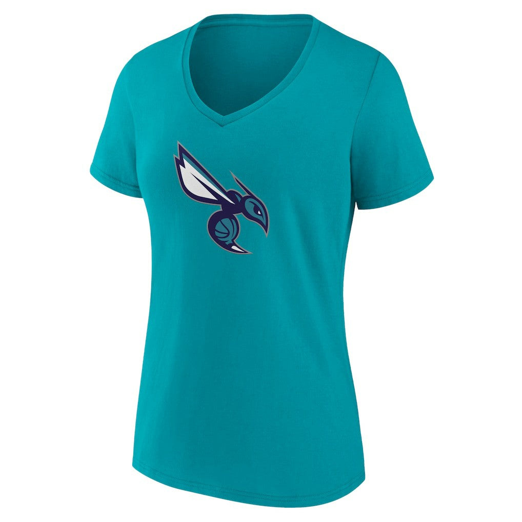 Aqua Charlotte Hornets Women's Alternate Logo V-Neck T-Shirt | NBA