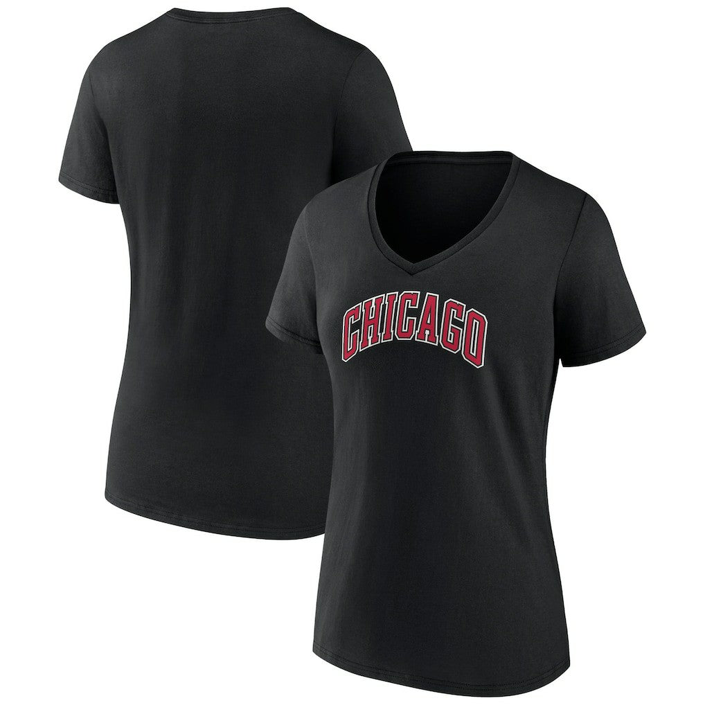 Black Chicago Bulls Women's Alternate Logo V-Neck T-Shirt sale | NBA
