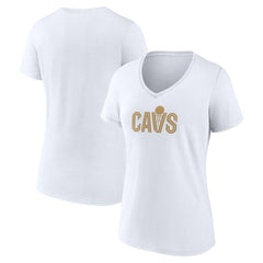 White Cleveland Cavaliers Women's Wordmark V-Neck T-Shirt sale | NBA