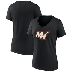 Black Miami Heat Women's Alternate Logo V-Neck T-Shirt | NBA