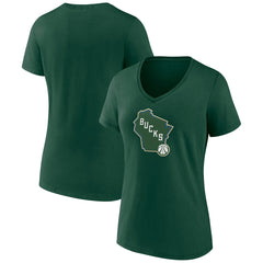 Green Milwaukee Bucks Women's Alternate Logo V-Neck T-Shirt | NBA