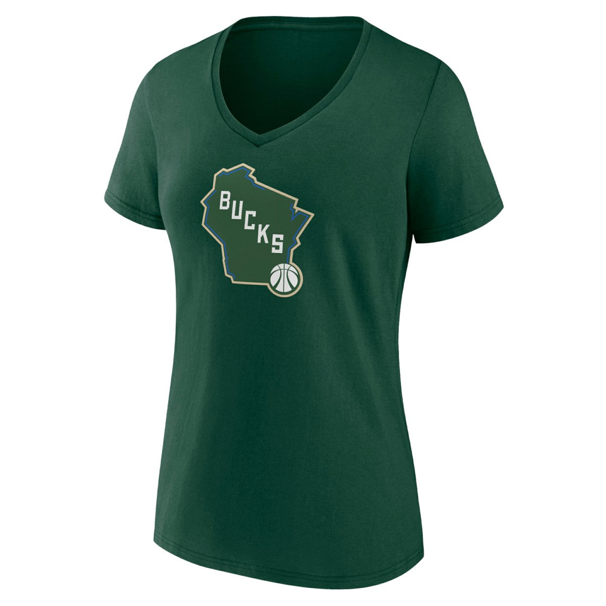 Green Milwaukee Bucks Women's Alternate Logo V-Neck T-Shirt | NBA