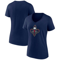 Navy New Orleans Pelicans Women's Alternate Logo V-Neck T-Shirt | NBA