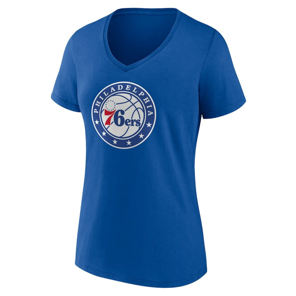 Royal Philadelphia 76ers Women's Alternate Logo V-Neck T-Shirt | NBA