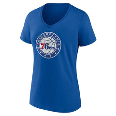 Royal Philadelphia 76ers Women's Alternate Logo V-Neck T-Shirt | NBA