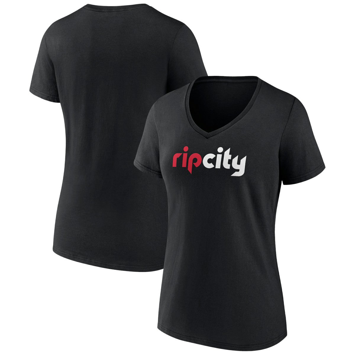 Black Portland Trail Blazers Women's Alternate Logo V-Neck T-Shirt | NBA