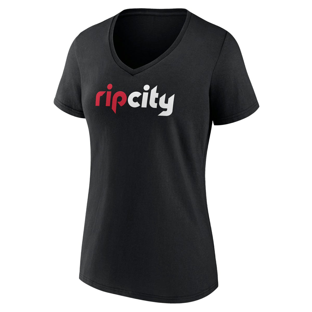 Black Portland Trail Blazers Women's Alternate Logo V-Neck T-Shirt | NBA