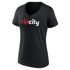Black Portland Trail Blazers Women's Alternate Logo V-Neck T-Shirt | NBA