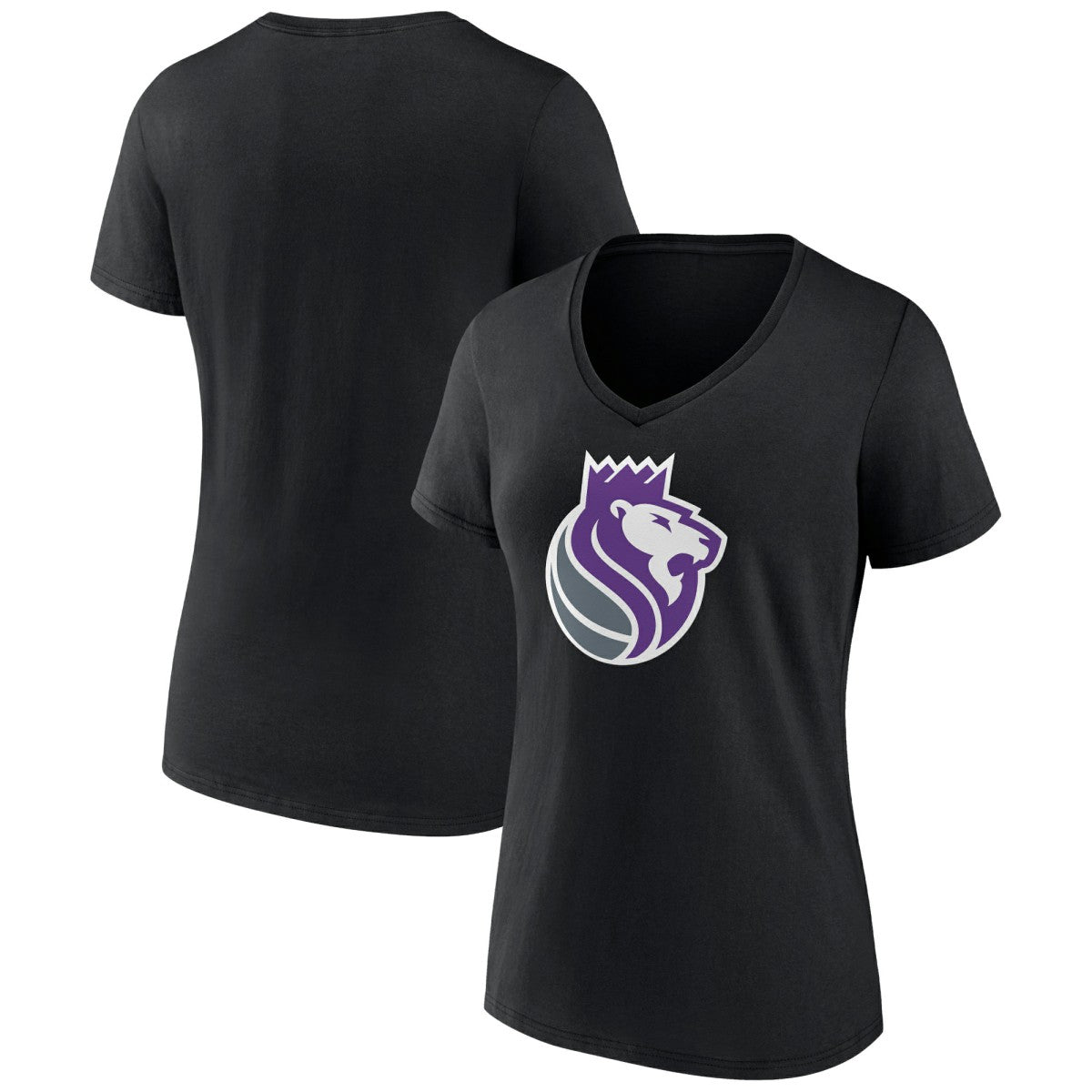 Black Sacramento Kings Women's Alternate Logo V-Neck T-Shirt | NBA