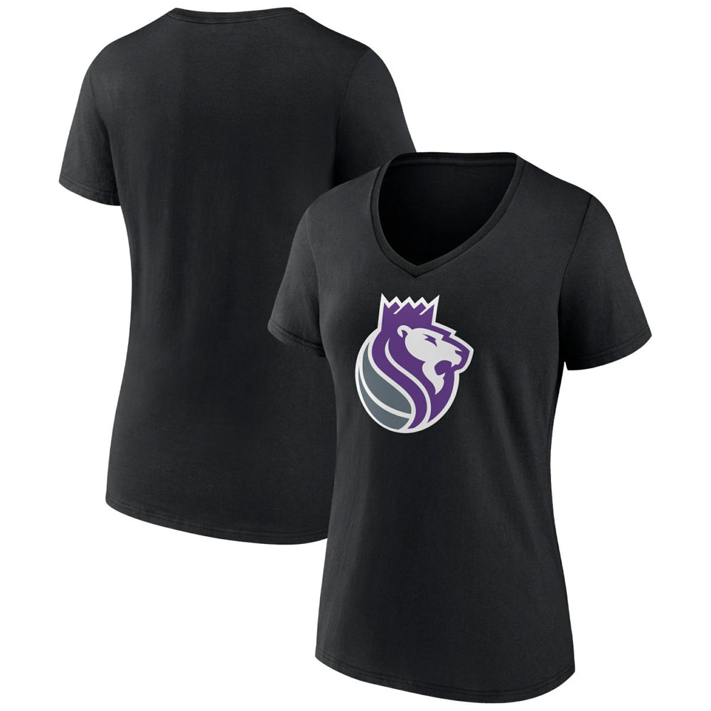 Black Sacramento Kings Women's Alternate Logo V-Neck T-Shirt | NBA