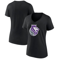 Black Sacramento Kings Women's Alternate Logo V-Neck T-Shirt | NBA