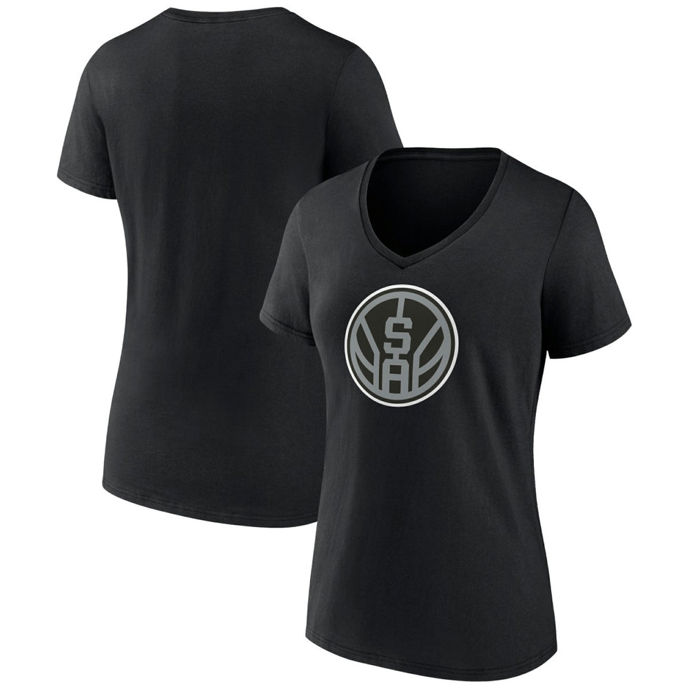Black San Antonio Spurs Women's Alternate Logo V-Neck T-Shirt | NBA