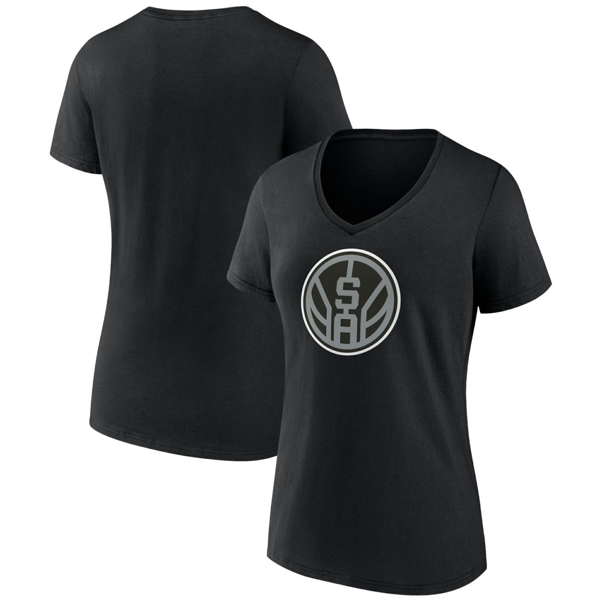 Black San Antonio Spurs Women's Alternate Logo V-Neck T-Shirt | NBA