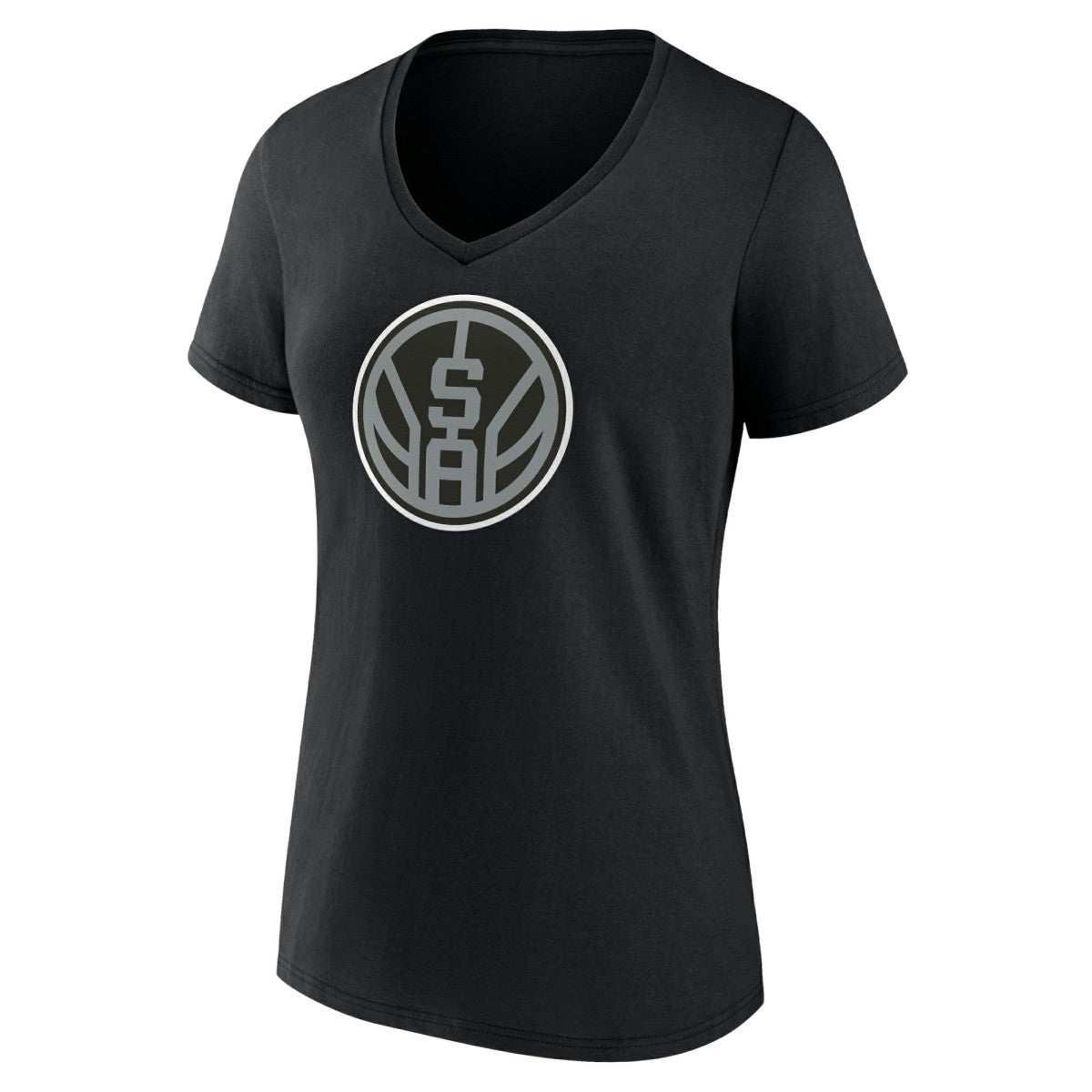Black San Antonio Spurs Women's Alternate Logo V-Neck T-Shirt | NBA