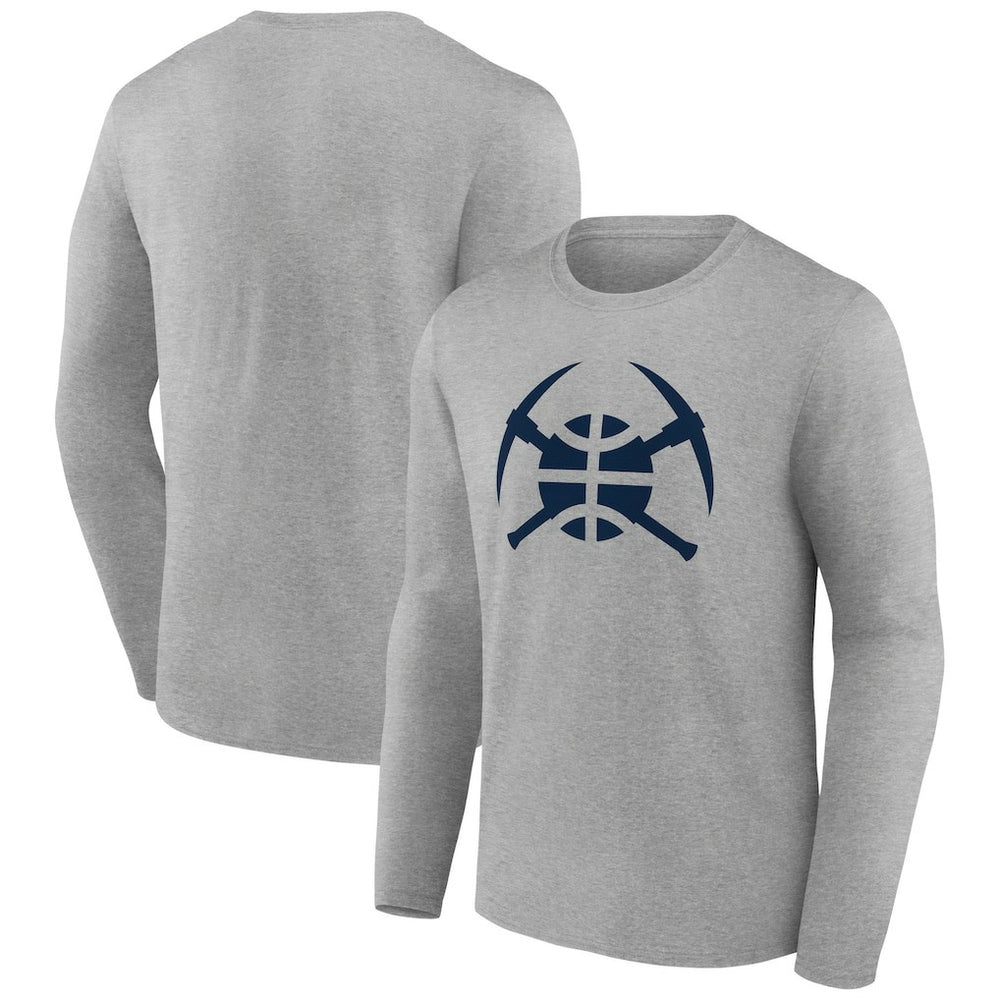 Gray Denver Nuggets Alternate Logo Long Sleeve T-Shirt sale | NBA