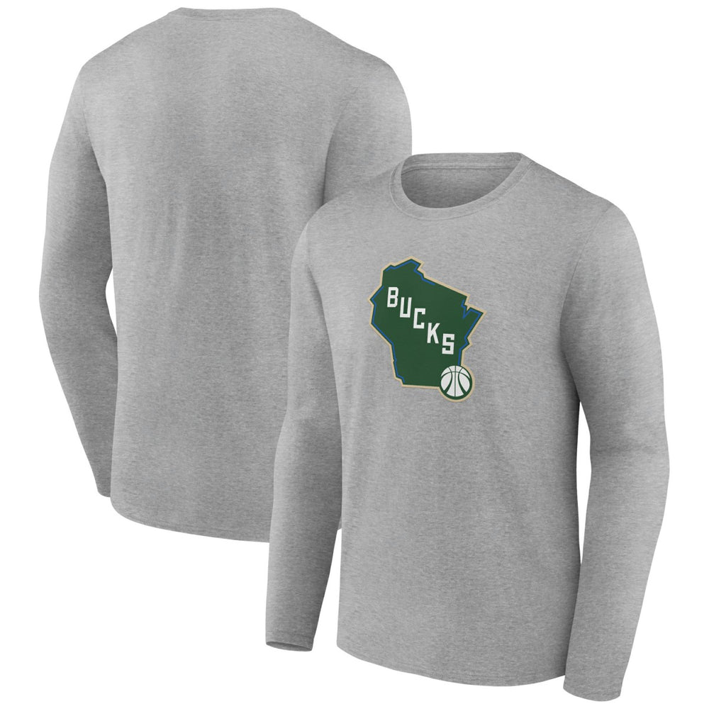 Gray Milwaukee Bucks Alternate Logo Long Sleeve T-Shirt | NBA
