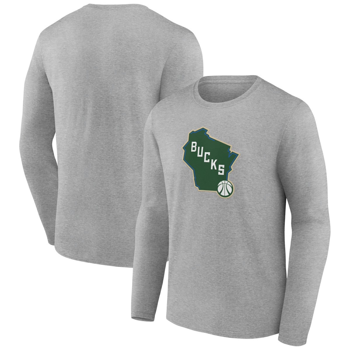 Gray Milwaukee Bucks Alternate Logo Long Sleeve T-Shirt | NBA
