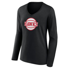Black Atlanta Hawks Women's Alternate Logo V-Neck Long Sleeve T-Shirt | NBA