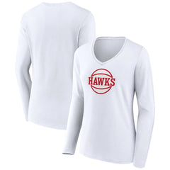 White Atlanta Hawks Women's Alternate Logo V-Neck Long Sleeve T-Shirt | NBA