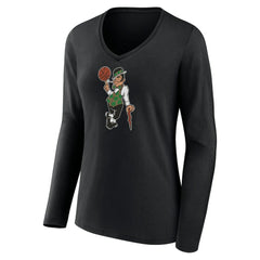 Black Boston Celtics Women's Alternate Logo V-Neck Long Sleeve T-Shirt | NBA
