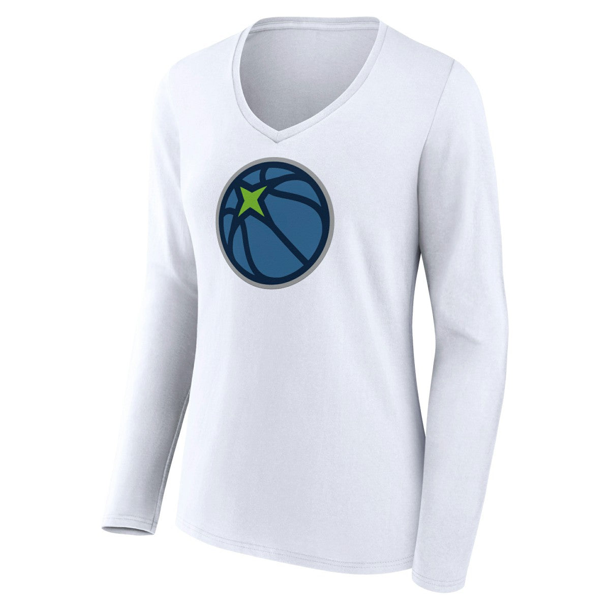 White Minnesota Timberwolves Women's Alternate Logo V-Neck Long Sleeve T-Shirt | NBA