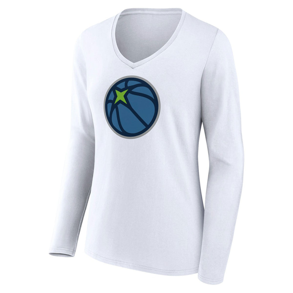 White Minnesota Timberwolves Women's Alternate Logo V-Neck Long Sleeve T-Shirt | NBA
