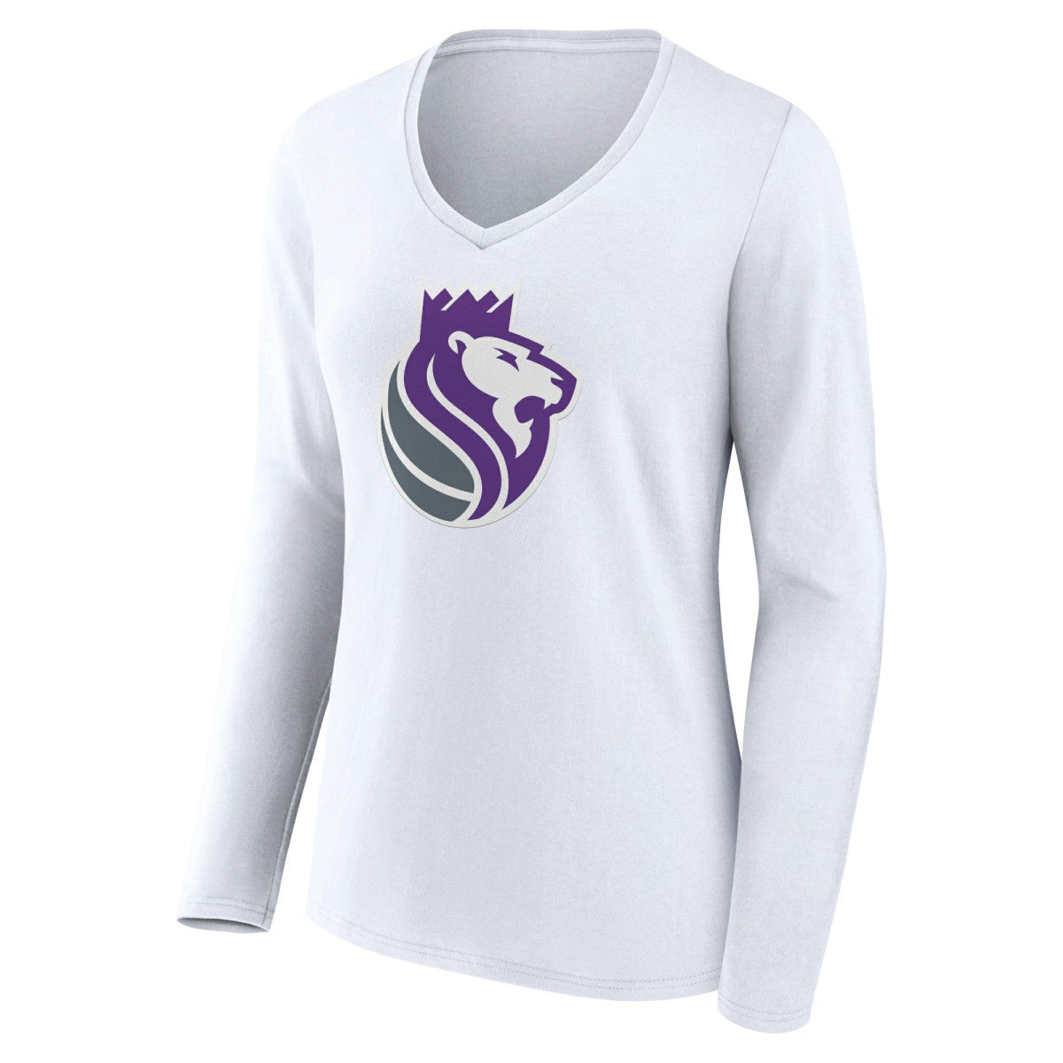 White Sacramento Kings Women's Alternate Logo V-Neck Long Sleeve T-Shirt | NBA