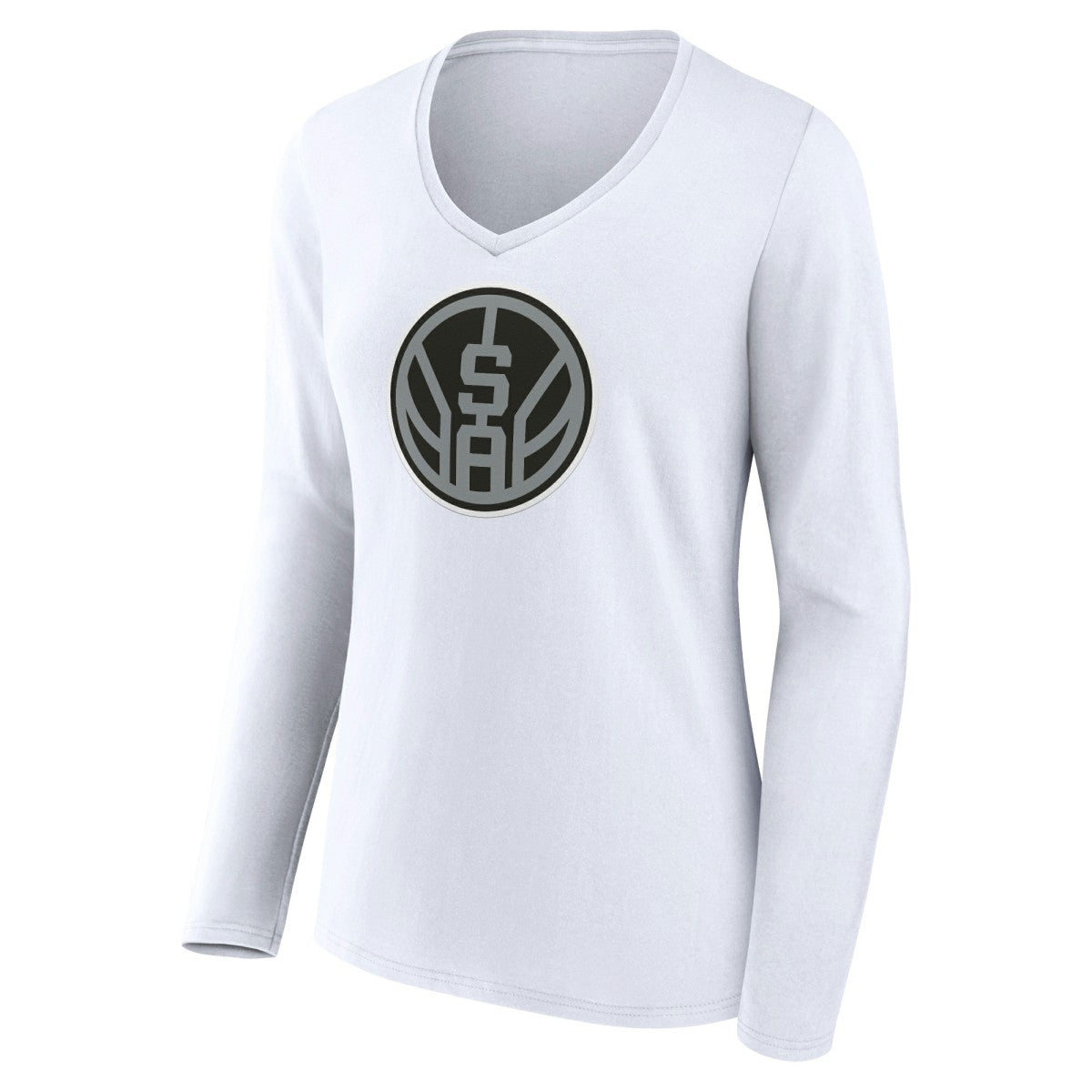 White San Antonio Spurs Women's Alternate Logo V-Neck Long Sleeve T-Shirt | NBA