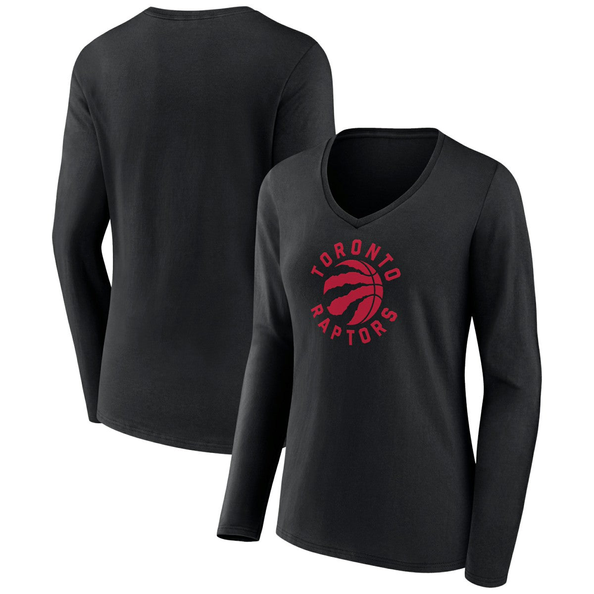 Black Toronto Raptors Women's Alternate Logo V-Neck Long Sleeve T-Shirt | NBA