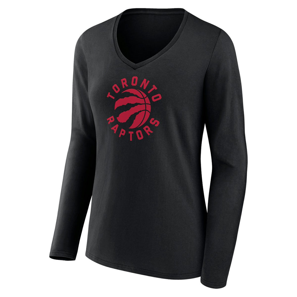 Black Toronto Raptors Women's Alternate Logo V-Neck Long Sleeve T-Shirt | NBA