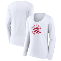 White Toronto Raptors Women's Alternate Logo V-Neck Long Sleeve T-Shirt | NBA