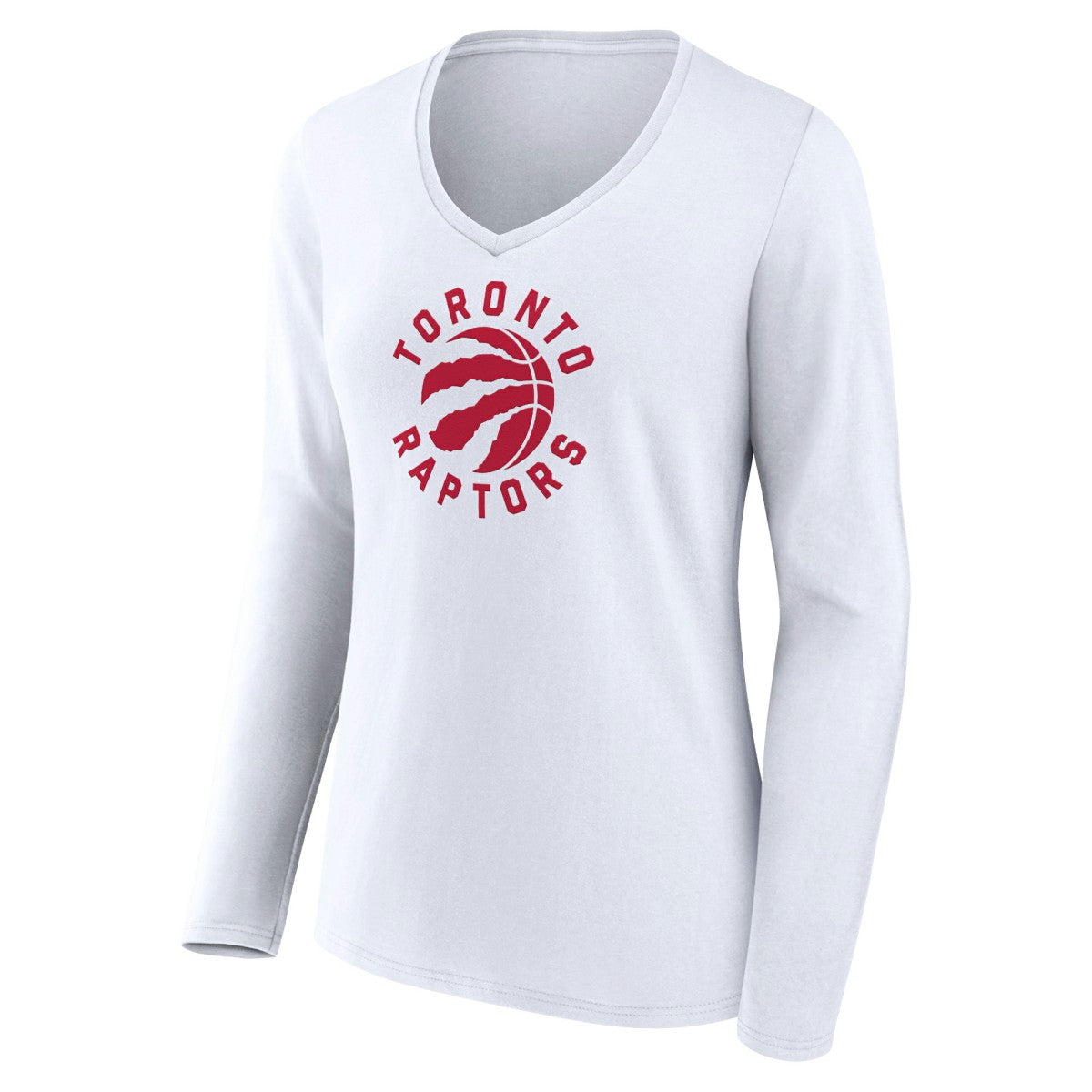 White Toronto Raptors Women's Alternate Logo V-Neck Long Sleeve T-Shirt | NBA