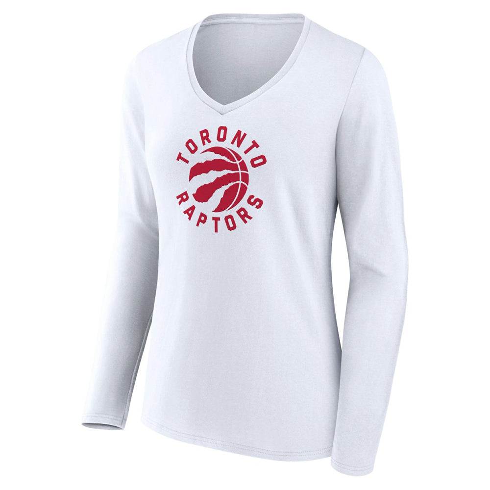 White Toronto Raptors Women's Alternate Logo V-Neck Long Sleeve T-Shirt | NBA