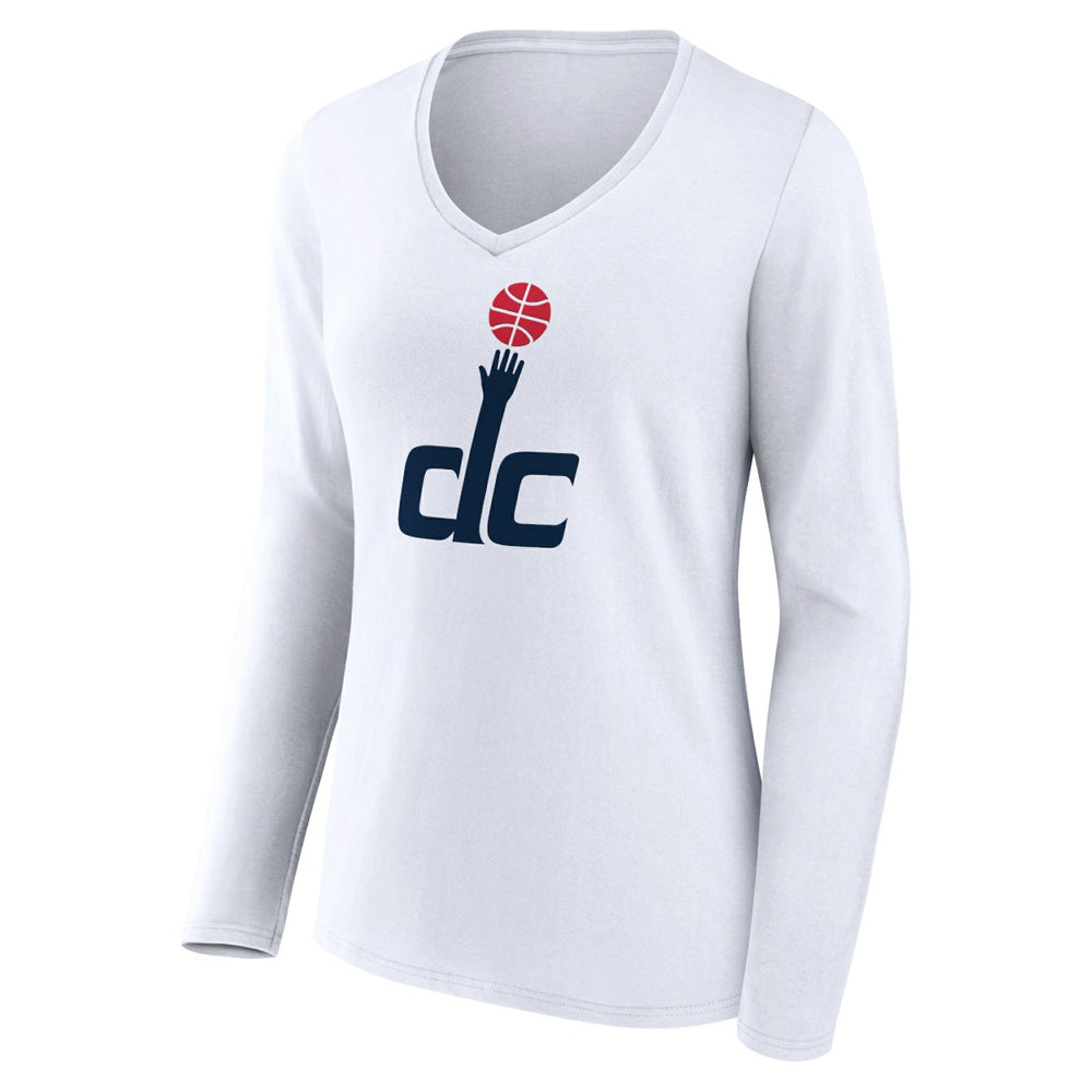 White Washington Wizards Women's Alternate Logo V-Neck Long Sleeve T-Shirt | NBA