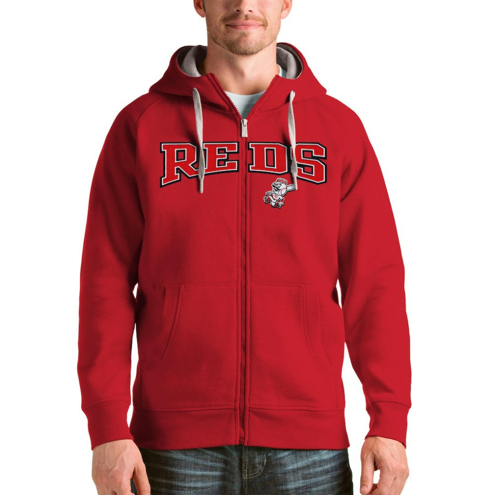 Cincinnati Reds Antigua Team Logo Victory Full-Zip Hoodie - MLB Hoodies