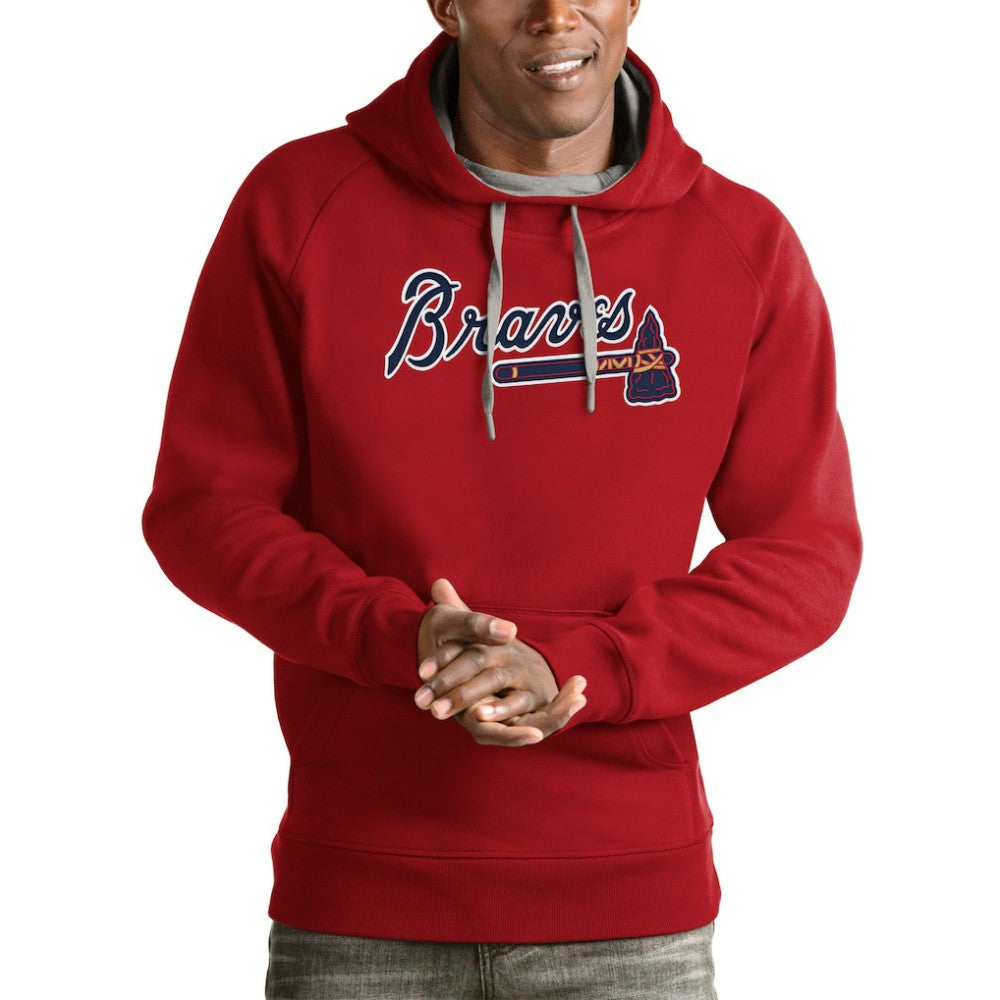 Atlanta Braves Antigua Victory Pullover Team Logo Hoodie - MLB Hoodies